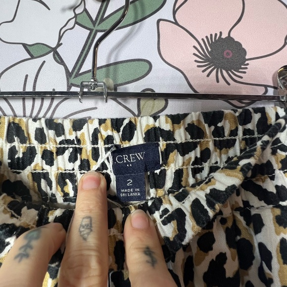 J. Crew Leopard Print Linen Cotton Blend Cuffed Joggers - Picture 4 of 9